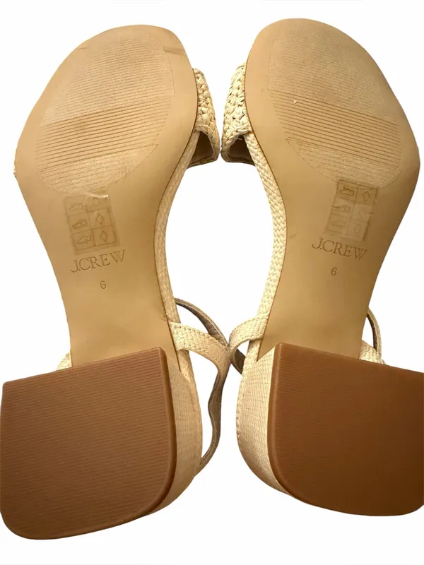 NWOB J.CREW FACTORY Woven Raffia Heeled Sandals Cream 6 - Image 6