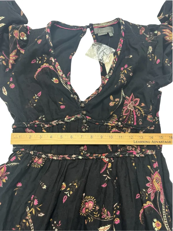 Anthropologie Black Paisley Boho Maxi Dress Floral Tiered - Image 12