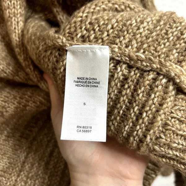 Lucky Brand Balloon Sleeve Open Cardigan Womens Size Small Wool Blend Camel - Image 7