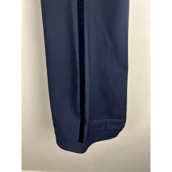 ecru Rivington Navy Tux Stripe Velvet Trim Slim Ankle Pants Size‎ 4 Stretch - Image 11