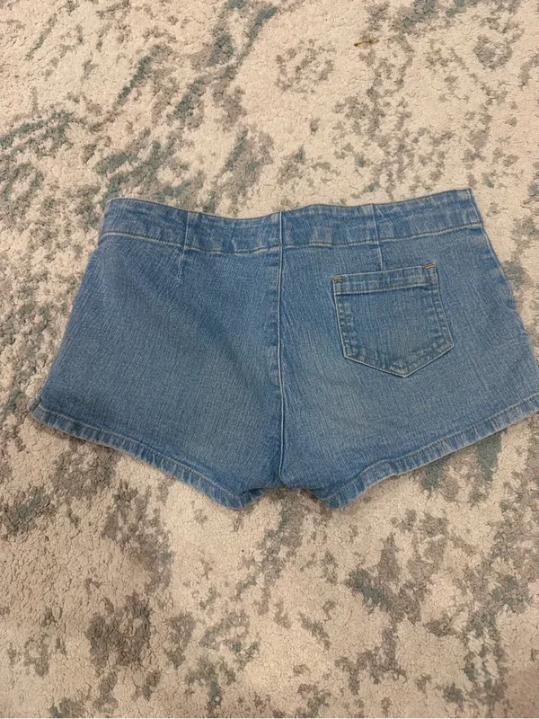 Old Navy Y2K Low Rise Denim Micro Shorts Blue Size 4 Vintage 90s - Image 4