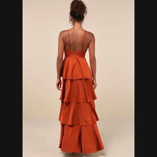 Lulus Going With Elegance Rust Tiered Maxi Dress - Image 4