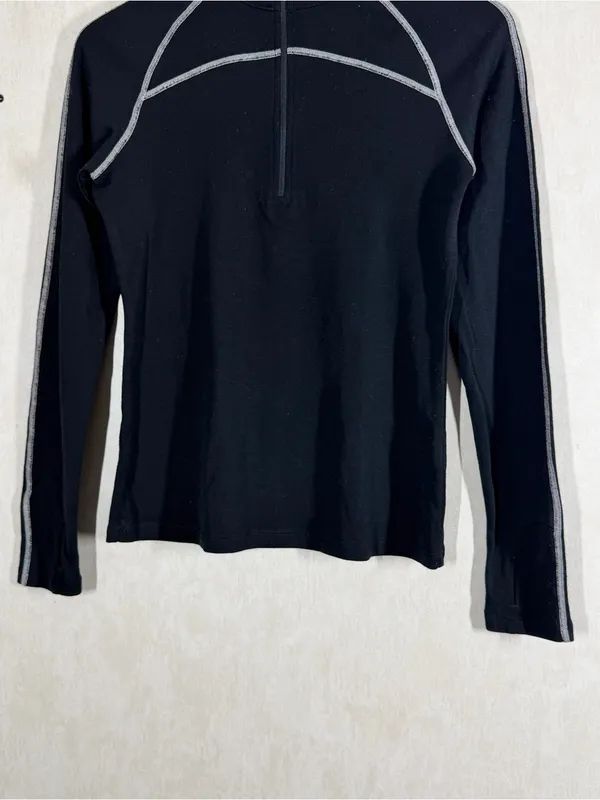 ibex Women’s Merino Wool Thermal Base Layer 1/4 Zip Shirt Longsleeve in Black M - Image 3