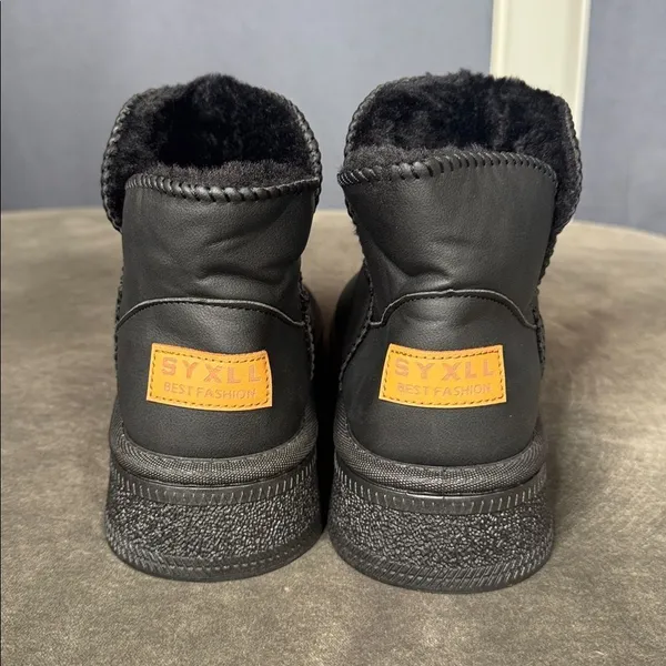 Women’s Black Mini Platform Ankle Boots Faux Fur Lined Size 7.5 (EU39) NEW - Image 14