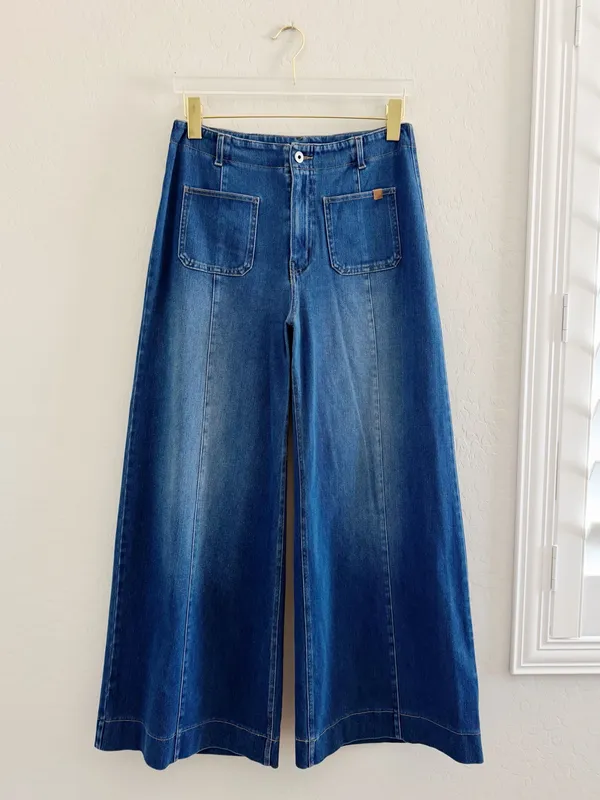 NEW Halara Flex High Waisted Pockets Washed Casual Wide Leg Jeans Size M - Image 2