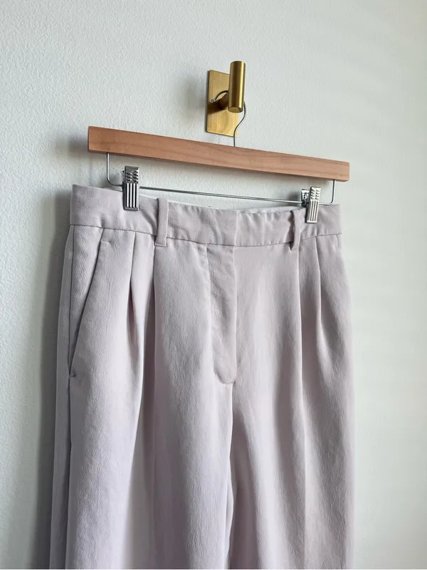 Wilfred Aritzia The Effortless Pant Cropped Beige Pleated Trousers Size 8 - Image 4
