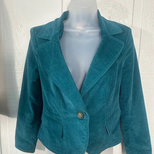 Caslon Women’s Teal Single Button Blazer Size Small Petite EUC - Image 3