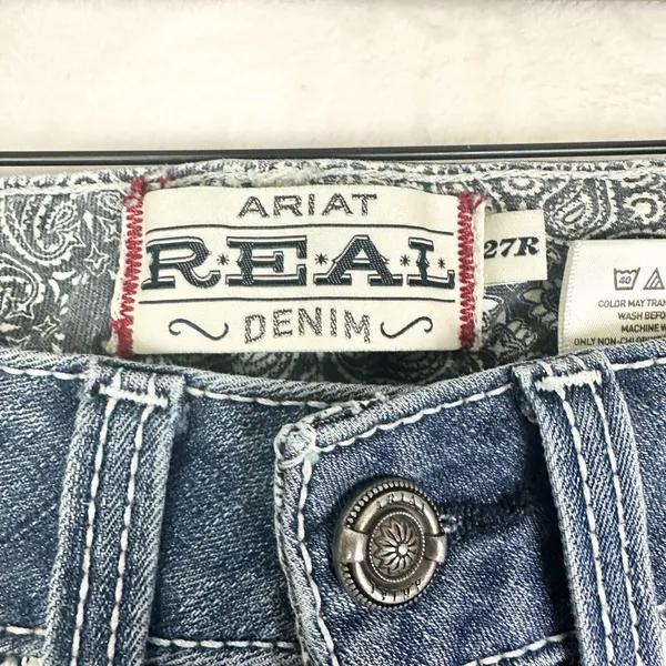 Ariat REAL Mid Rise Stretch Entwined Boot Cut Jeans Size 27 Western Rodeo - Image 5