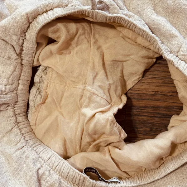 Abercrombie & Fitch Pull On Linen Blend Ruffle Drawstring Shorts Cream Beige M - Image 9