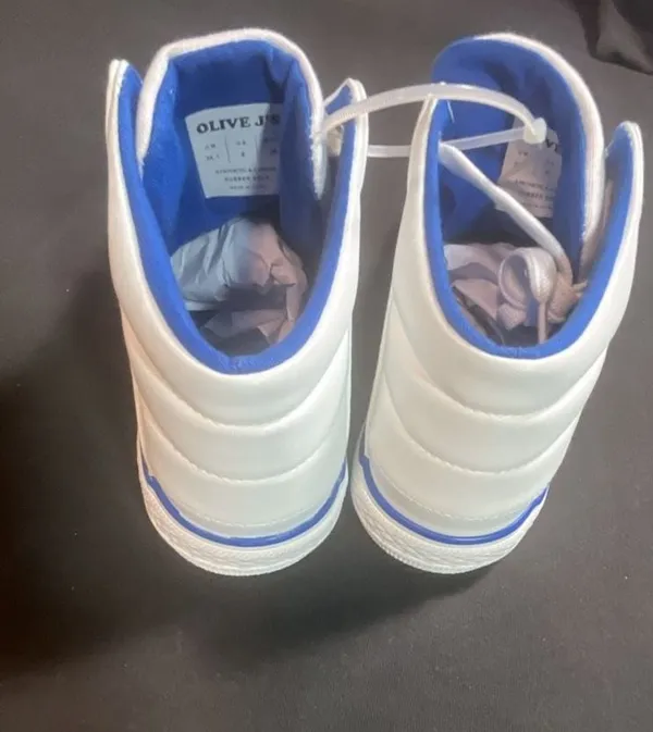 Olive J's Blue and White Canvas High Top Sneakers sizes 5-7-5 - Image 4