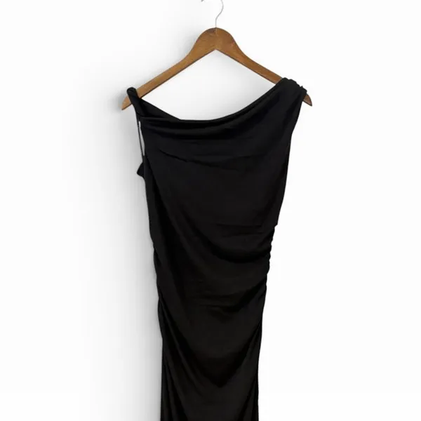 Lulus Fauna Black Twisted One-Shoulder Bodycon Midi Dress size XL NWT - Image 5