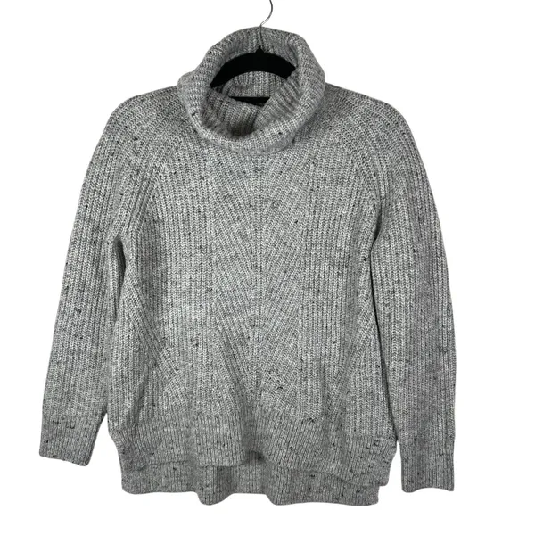 Madewell Mercer Sweater Cable Knit‎ Turtleneck Donegal Gray Sz Small Wool Blend - Image 3