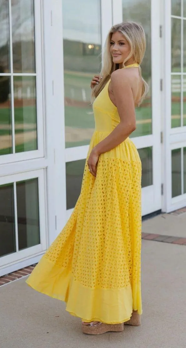 Halter Eyelet Maxi Dress - Image 7