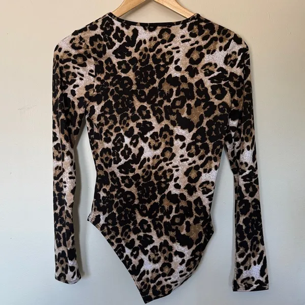 Gaze Leopard Print‎ Long Sleeve Bodysuit Women's Small - Image 6