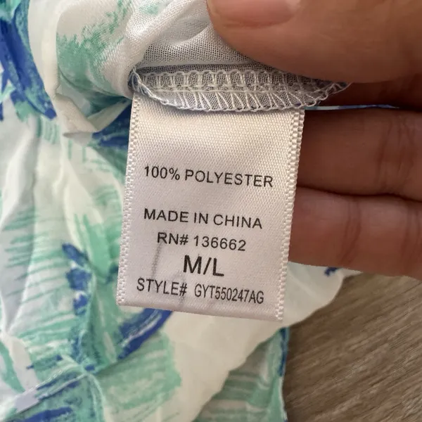 NWT FRANCESCA'S blue‎ & white palm print swim coverup tunic Size M/L - Image 5
