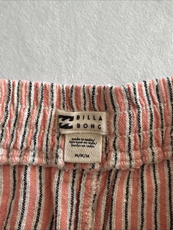 Billabong Road Trippin Coral Pink Striped Drawstring Athletic Shorts - Image 3