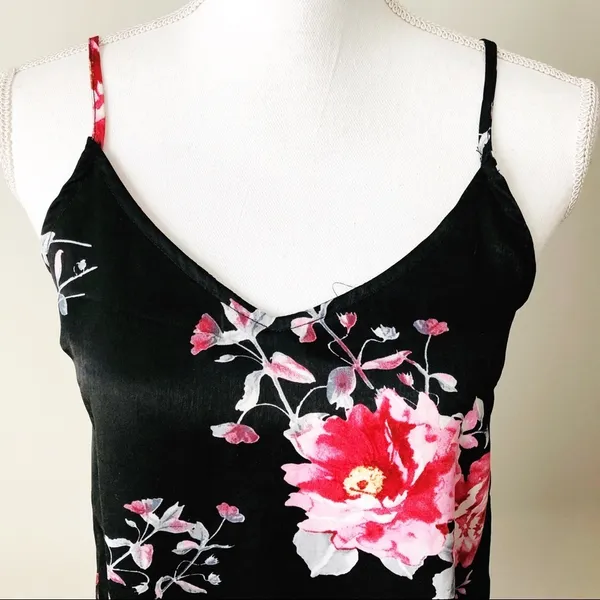 HONEY PUNCH | Black Floral Satin Slip Nighty Sz S - Image 3