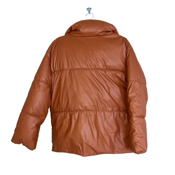NWT NVLT Women’s Vegan Leather Puffer Coat In Color Luggage - Image 6