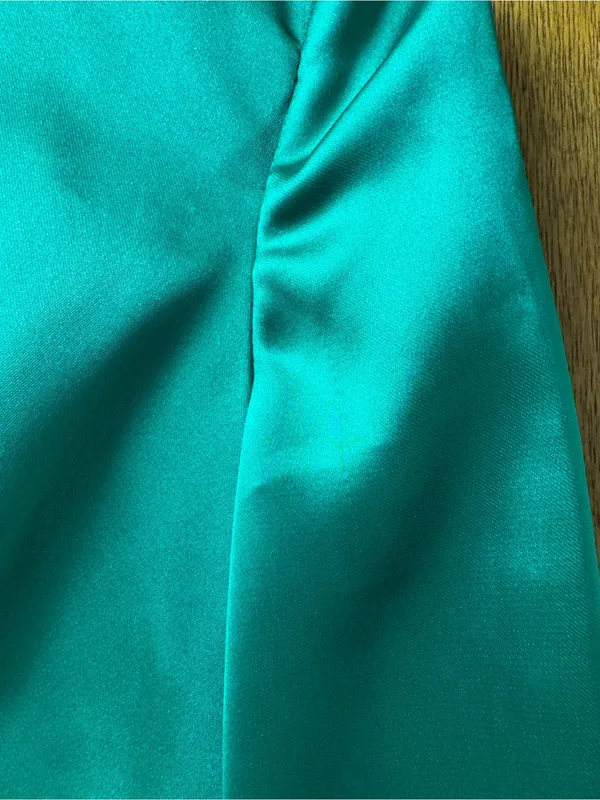 Mac Duggal Long Sleeve Empire Waist Satin Gown Maxi Dress Emerald Green 6 - Image 8