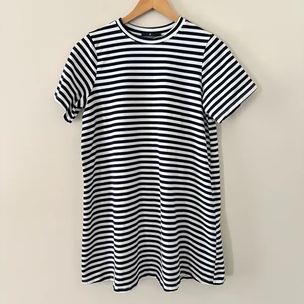 Pomander Place Tuckernuck Women's Navy Striped Zoe Mini Tee Dress T-Shirt Size S - Image 4