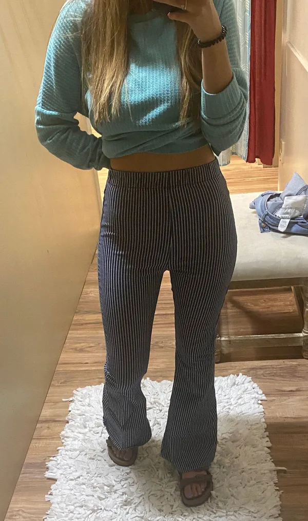 Navy And White Striped Pants With Band - Image 2