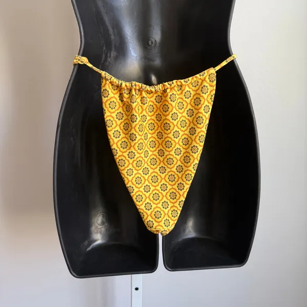 SKATIE Bikini Bottoms sz M‎ Yellow Floral Tile Print Sustainable Swimwear NWT - Image 9