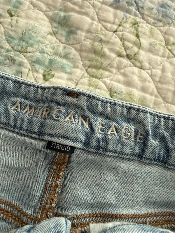 American Eagle Outfitters Light Blue Distressed Denim Shorts - Image 3