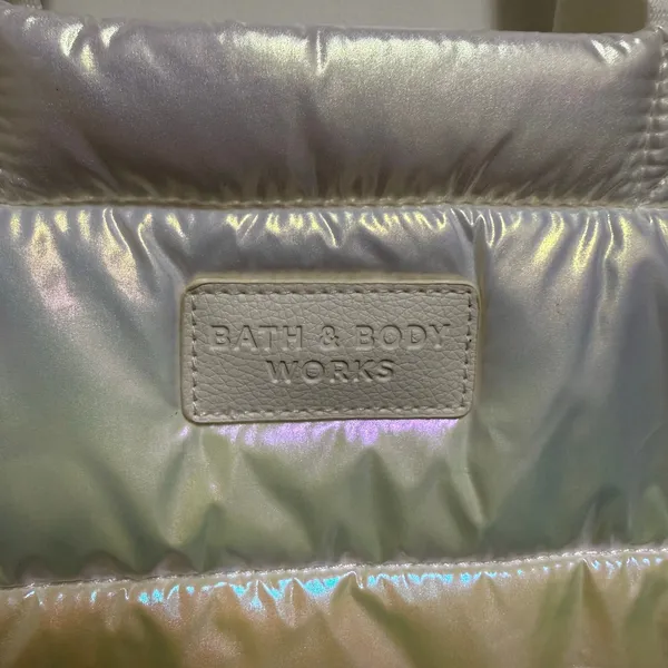 Bath & Body Works White Iridescent Puffer Tote‎ Bag NEW - Image 3