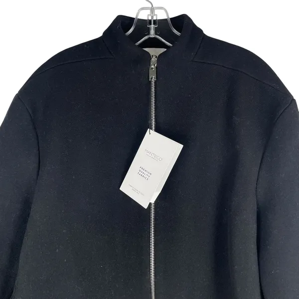 Zara Monteco Wool Front Zip Oversized Bomber Jacket Black Size XS - Image 5