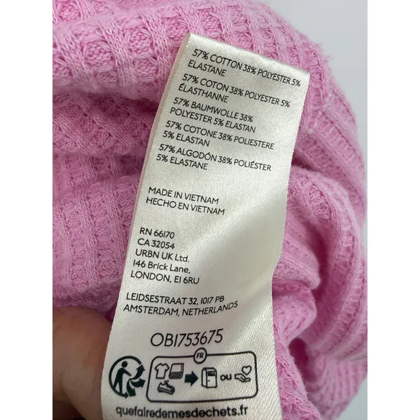 Free People We The Free Coraline Thermal Top Pink Waffle Knit Oversized XS - Image 8