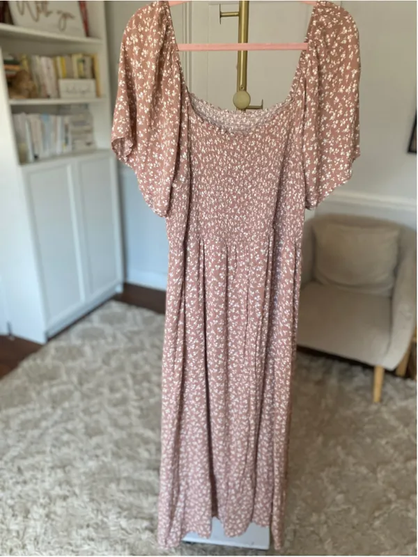 Heyson Floral Smocked Maxi Dress Dusty Blush Cottagecore Boho Romantic Prairie - Image 3