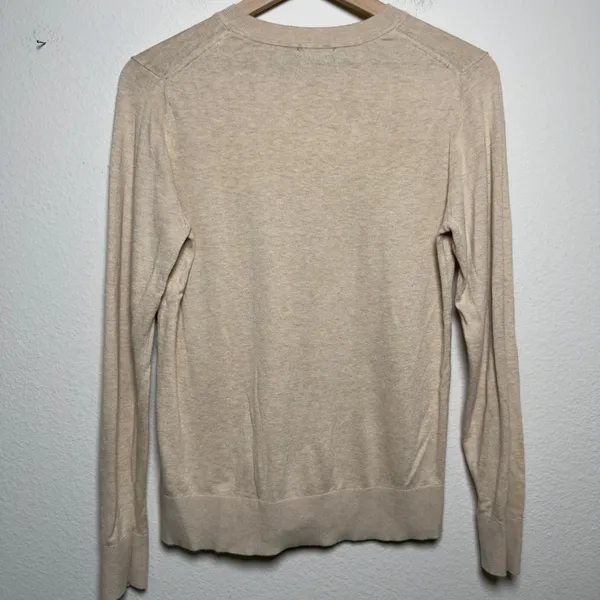 Quince Women Cotton Cashmere Sweater Medium Heather Oatmeal Crewneck Casual - Image 4