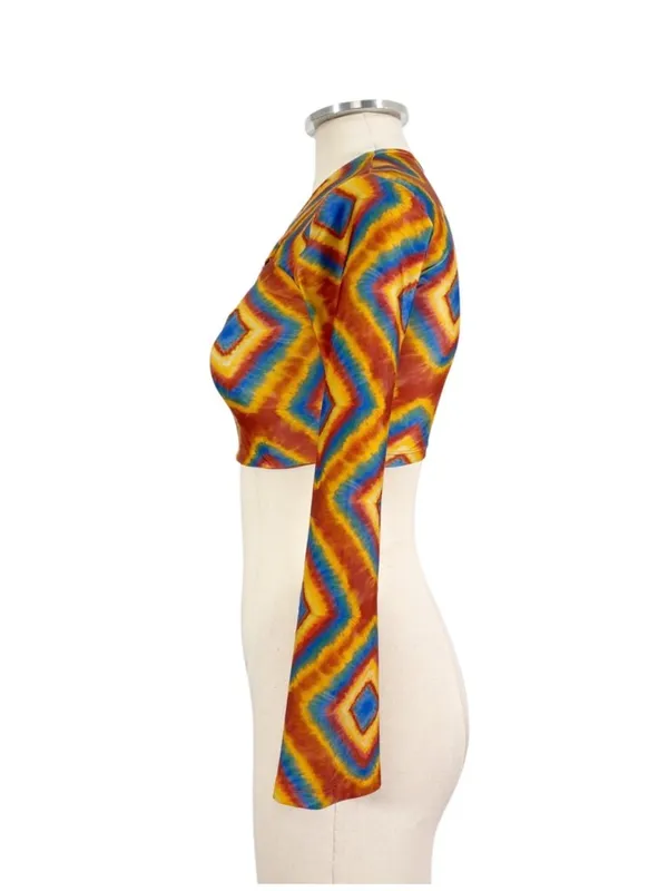 Farm Rio Cut out Flare Sleeve Crop Top Size P US XS - Image 3