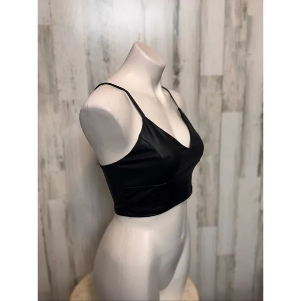 Jitren Clothing Black Faux Leather Spaghetti Strap Crop Top – Size Medium NWT - Image 7