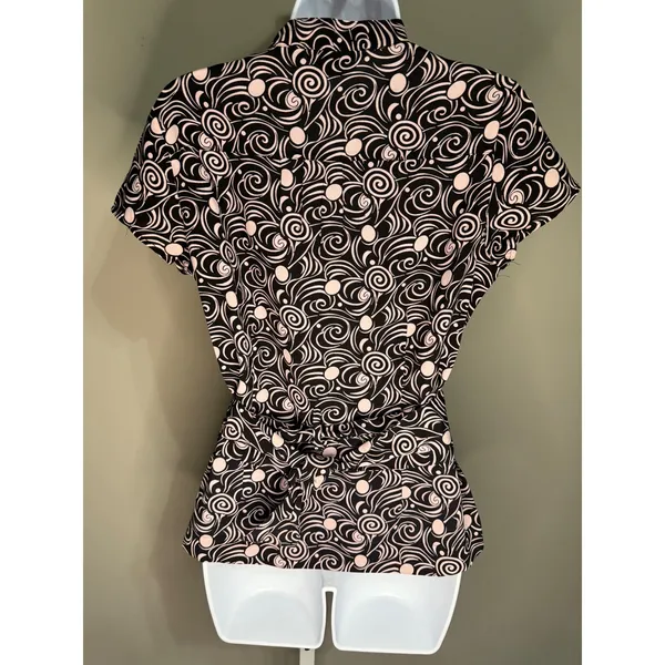 Millenium Black Pink Swirl Blouse Top Short Sleeve S Retro Indie‎ Twee Y2K 90's - Image 6