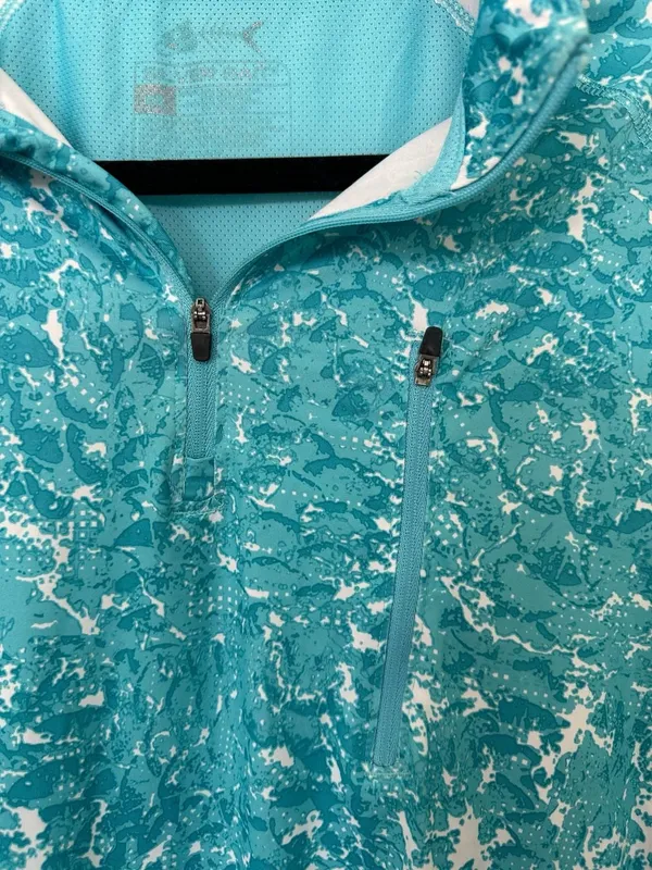 Silver Bait Long Sleeve 1/4 Zip Athletic Pullover Shirt Teal White Camo - Image 2