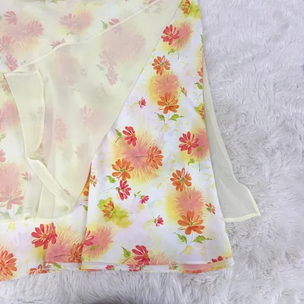 VINTAGE Y2K Express Sheer Layered Floral Maxi Dress Size 8‎ Yellow Fairy Spring - Image 7