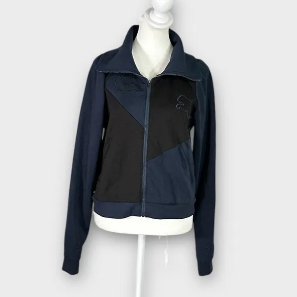 PUMA X Goop Track Jacket Women's Small Blue Black Full Zip Long Sleeve Pockets - Image 2
