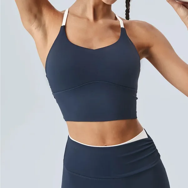 Berlook Activewear Navy Halter Sports Bra - Light Support - Image 3