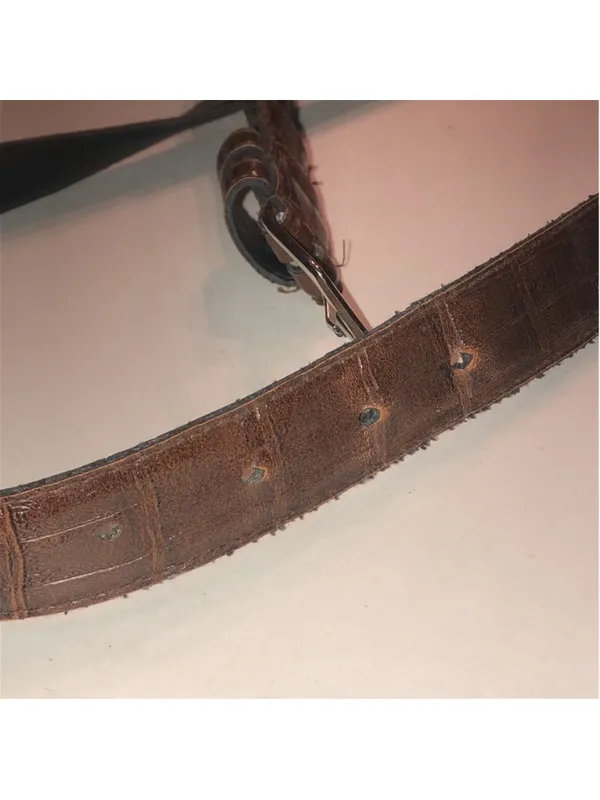 Brown Faux Leather Embossed Belt - Image 5