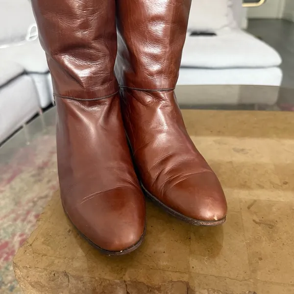 Vintage Gucci Tall Brown Leather Riding Boots 35.5 5.5 - Image 5