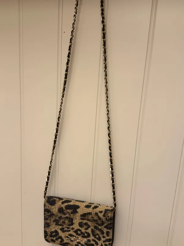 Bebe Leopard Animal Print Sparkle Chain Mini Purse - Image 8