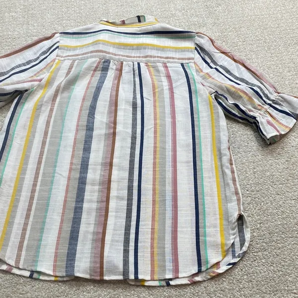 Anthropologie Striped Button Down Shirt - Multicolor Size 8 100% Cotton - Image 7