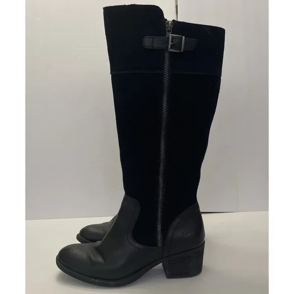 B. O. C. Born Austell Black Suede‎ Leather Tall Riding Boots Zipper Size 6.5 M - Image 3