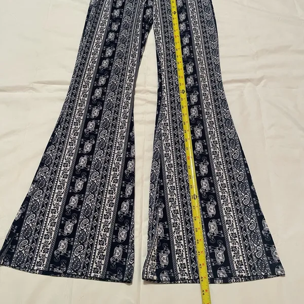 Daily Special Navy and White Patterned Women's Flare Pants, soft. - Image 2