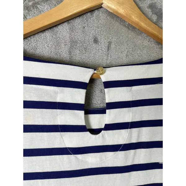 Lilly Pulitzer Beacon Dress Navy Stripe 3/4 Sleeve Preppy‎ Coastal Resort Large - Image 5