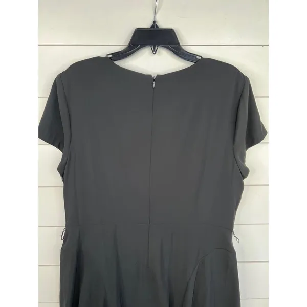 Lauren Ralph Lauren Black Short Sleeve Metal Plaque Keyhole Crew Neck Dress 16 - Image 7