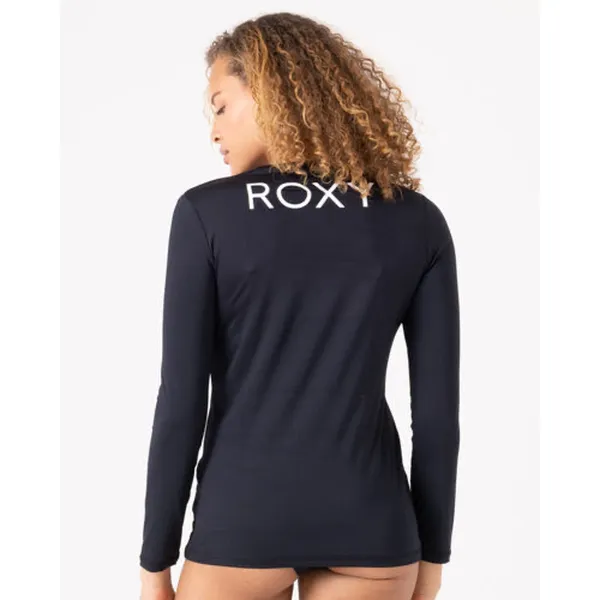 Roxy Enjoy Waves Long Sleeve Crewneck Black Lycra Rashguard Swim Top Size Small - Image 2