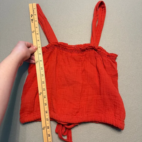 Pact Organic Cotton Gauze Crop Top Maxi Skirt Set Red Women Small XS - Image 5