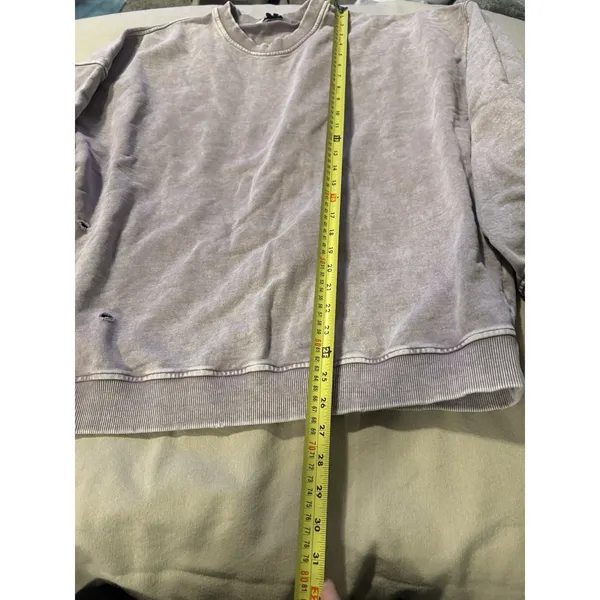 Free People x Falling Forward Washed Purple Slouchy Destroyed Sweatshirt L - Image 8